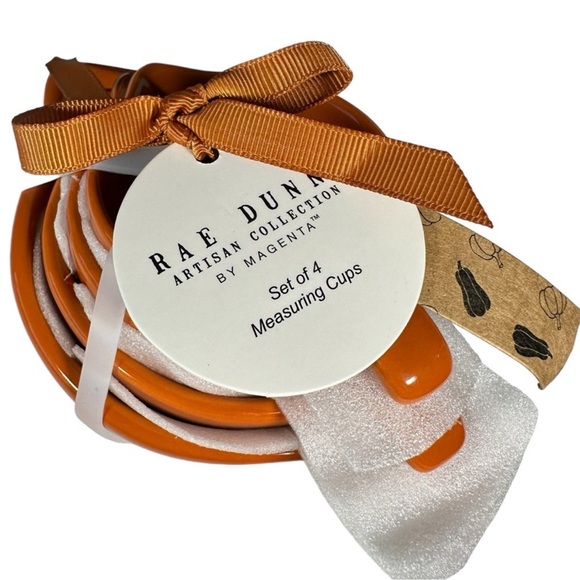 NEW Rae Dunn PUMPKIN TEACUP Measuring Cup Set/4 - Picture 5 of 5